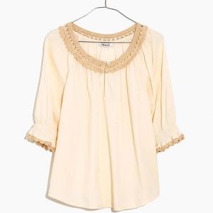 Madewell Crochet Peasant Top NWT XL